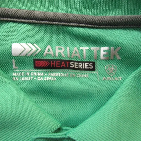 Ariat‎ Shirt Mens Large Green AriatTEK Heat Series Polo Performance Golf READ - Picture 4 of 12